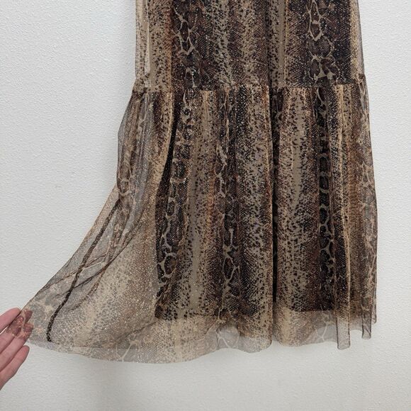 Vtg Candalite Dress Womens Medium Brown Sparkle Maxi Cocktail Event Tulle Ruched - Picture 9 of 16